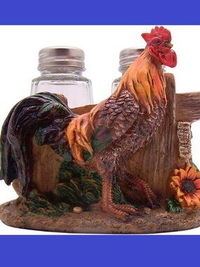Rooster Standing by Fence Salt and Pepper Set 6 1/4" tall 13412